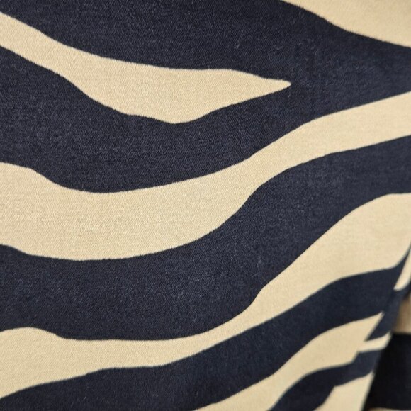 Jones New York Signature Size 4 Cream Black Animal Striped Blazer 1 Button Close - Picture 9 of 14